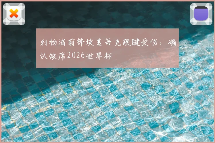 利物浦前锋埃基蒂克跟腱受伤，确认缺席2026世界杯
